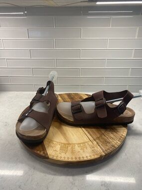 SoftMoc  “Rob” Brown Leather Double-Buckle Cork Sandals